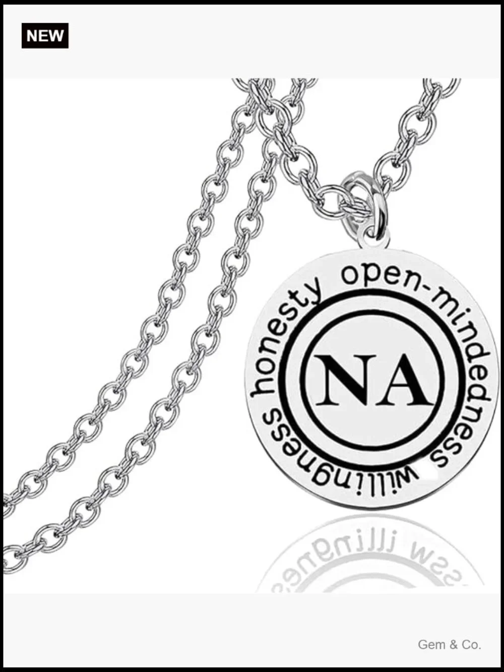 Addiction Recovery Symbol Necklace - Sobriety Gift - Pendant
